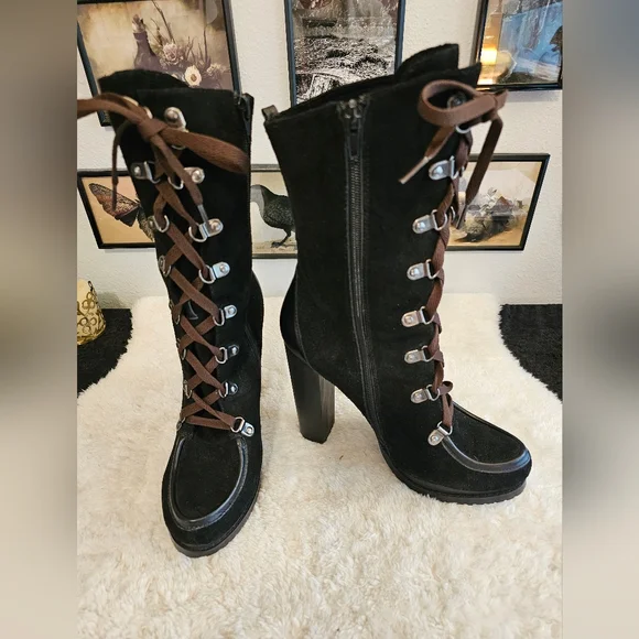 NWOT - Charles David Lace Up Boots - Picture 1 of 9